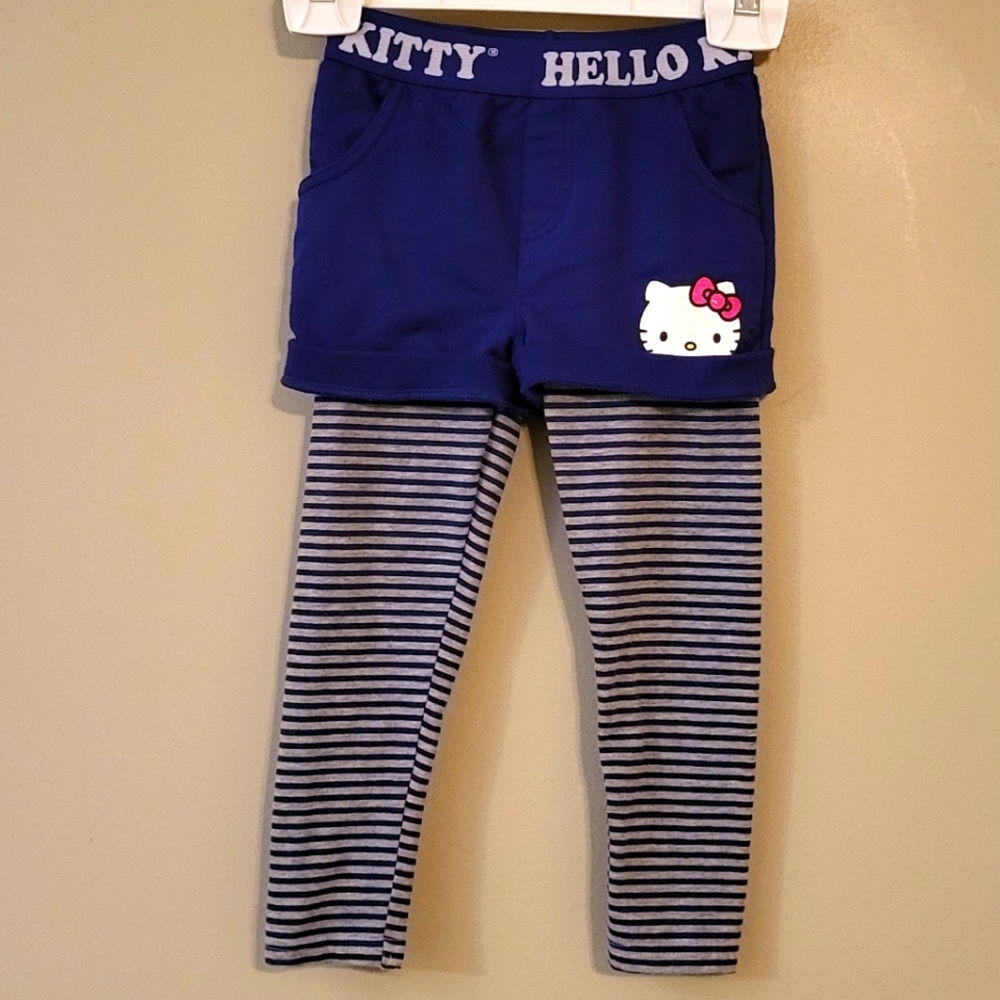 Hello Kitty purple shorts with attached striped leggings